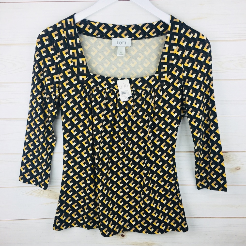 NEW Ann Taylor Loft Geometric Top Size XS